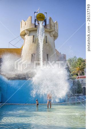 attraction barrel in the water park 26137749