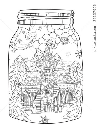 Vector cute christmas fairy tale town doodle. Vector cute christmas fairy tale town doodle. 26137906
