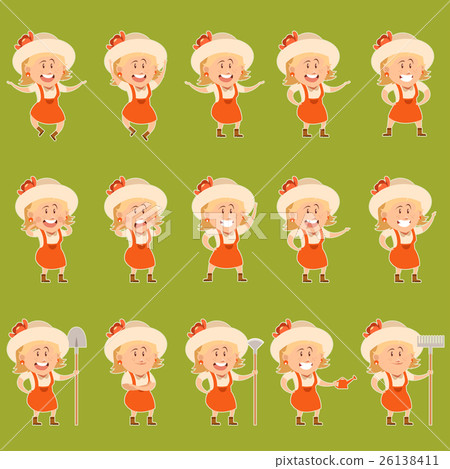 Set of gardener women flat icons3 26138411