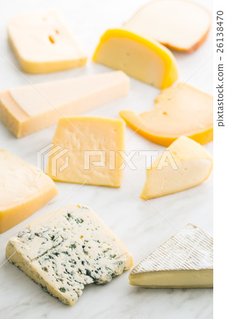 Different kinds of cheeses. 26138470