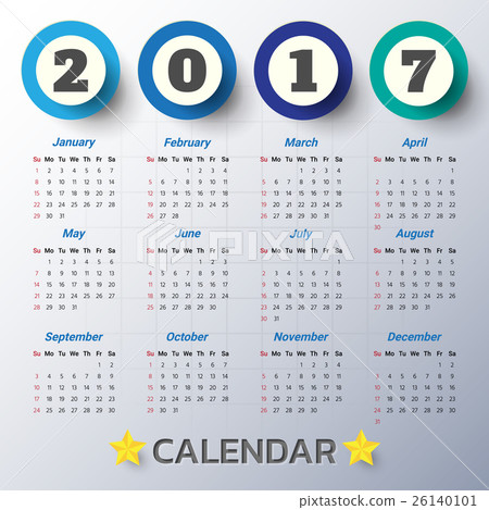 2017 Modern calendar template .Vector/illustration 26140101