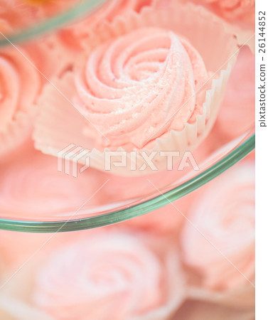 close up of sweet custard dessert on serving tray 26144852