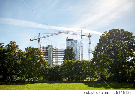 crane at construction site building living house crane at construction site building living house 26146132