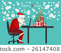 vector santa working with notebook in christmas  26147408