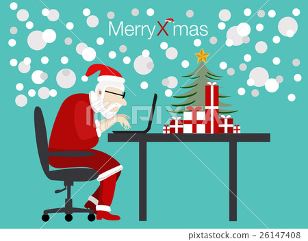 vector santa working with notebook in christmas vector santa working with notebook in christmas 26147408