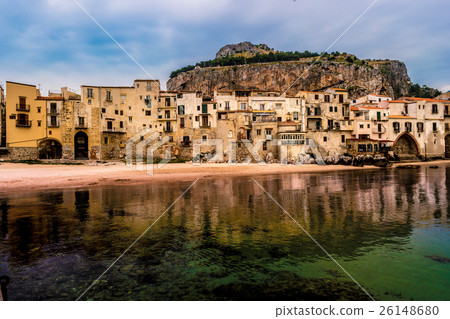 View on habour and old houses in Cefalu at night View on habour and old houses in Cefalu at night 26148680