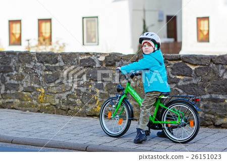 Little preschool kid boy riding on bicycle Little preschool kid boy riding on bicycle 26151023