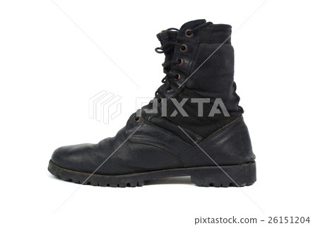 Black combat men boot, isolated on white 26151204