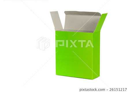 Green Box with lid open or green paper package box Green Box with lid open or green paper package box 26151217