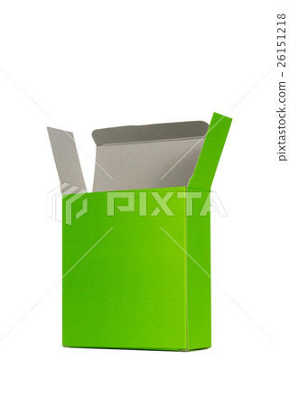 Green Box with lid open or green paper package box 26151218