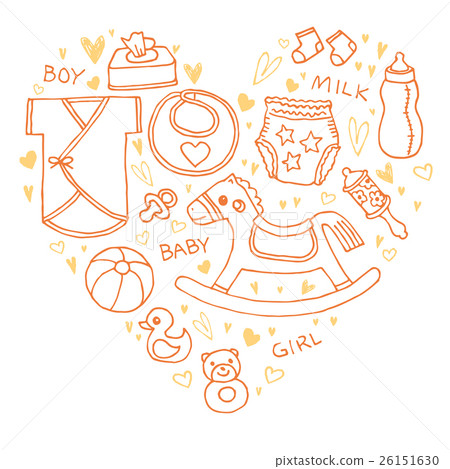 Hand-painted baby equipment illustration set Hand-painted baby equipment illustration set 26151630