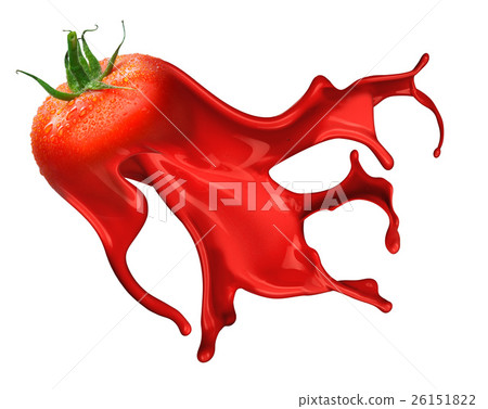 Red tomato with paint splash Red tomato with paint splash 26151822