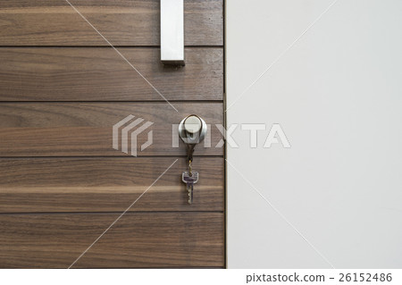 abstract wood and key is hang on lock 26152486