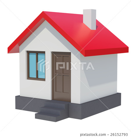 Small house with red roof on white background Small house with red roof on white background 26152793