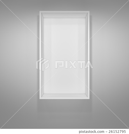 Empty vertical white bookshelf 26152795