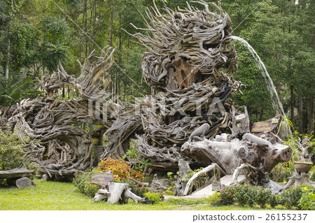 Wooden dragon symbol of Thep-Tha-Ro in Huay-Yod 26155237