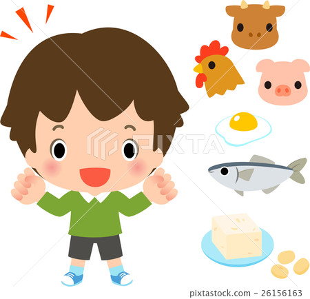 食物作為蛋白質來源和微笑的孩子 26156163