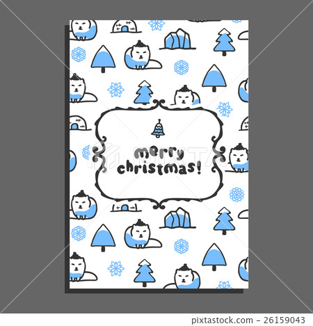 Merry christmas greeting card template with cute Merry christmas greeting card template with cute 26159043
