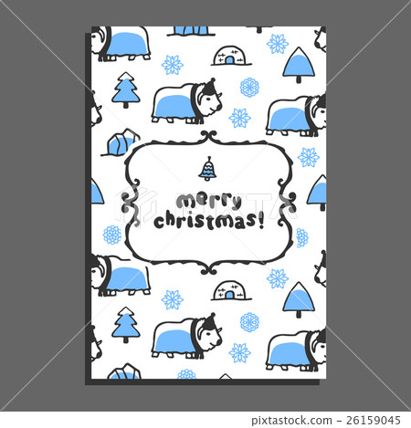 Merry christmas greeting card template with cute Merry christmas greeting card template with cute 26159045