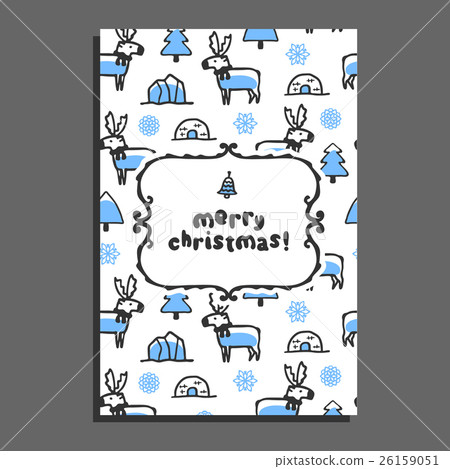 Merry christmas greeting card with cute cartoon 26159051