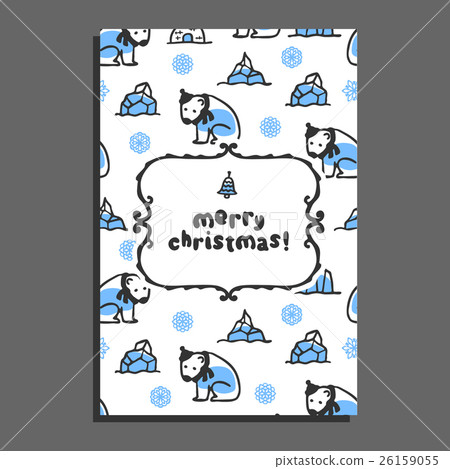 Merry christmas greeting card template with cute 26159055