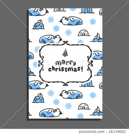 Merry christmas greeting card with cute cartoon 26159082