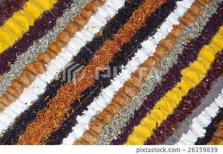 Background salt pepper saffron spices dried tomato 26159839