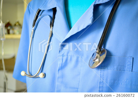 Telescope on the chest and the doctor man closeup 26160072