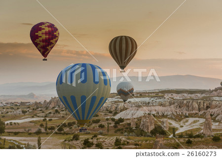 Hot air balloon flying over Cappadocia, Turkey 26160273
