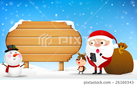 Christmas santa claus snowman and reindeer  26160343