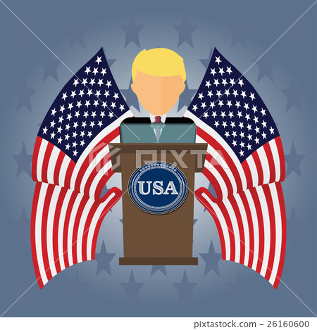 President USA speaks to people from tribune. 26160600