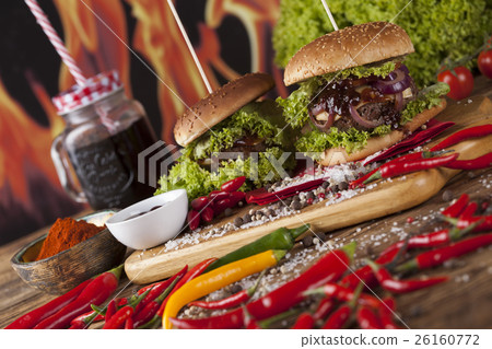Closeup of homemade hamburger Closeup of homemade hamburger 26160772