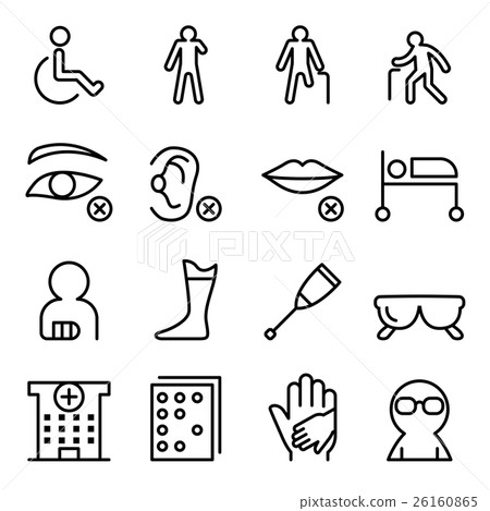 Handicap & Disabled icon set in thin line style 26160865