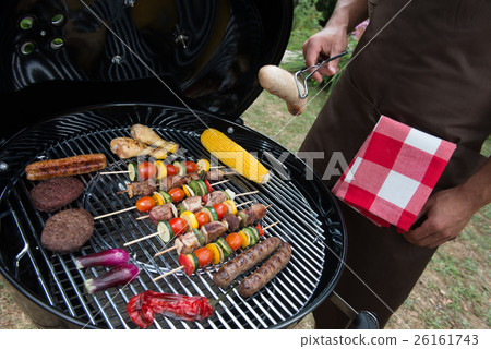 Assorted delicious grilled meat with vegetable on 26161743