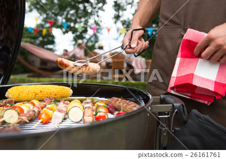Assorted delicious grilled meat with vegetable on 26161761