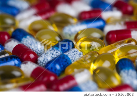 Medicine and healthy, Close up of capsules Medicine and healthy, Close up of capsules 26163808