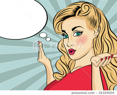 Pop art  woman . Comic woman with speech bubble 26164004
