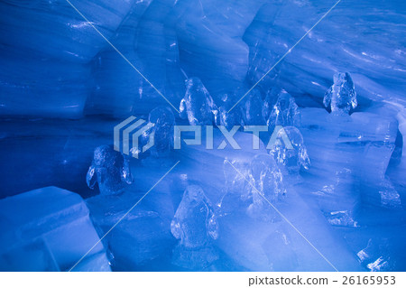 Penguin sculpture ice cave in Swiss Alps glacier 26165953