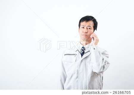 Middle businessman wearing work clothes (smart phone) 26166705