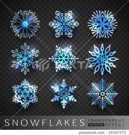 Collection of winter blue snowflakes icons Collection of winter blue snowflakes icons 26167373