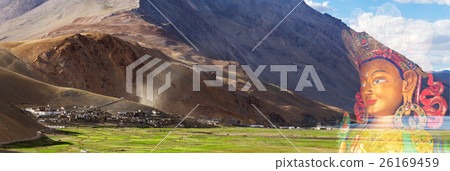 Panorama of Korzok monastery and Buddha Maitreya Panorama of Korzok monastery and Buddha Maitreya 26169459