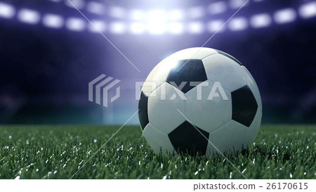 Football stadium in lights with soccer ball. 3d Football stadium in lights with soccer ball. 3d 26170615