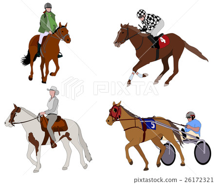 people riding horses illustration - vector people riding horses illustration - vector 26172321