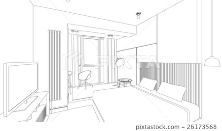 Bedroom line interior - Stock Illustration [26173568] - PIXTA