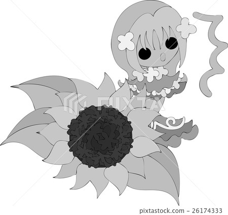 Illustration of cute girls and sunflowers Illustration of cute girls and sunflowers 26174333