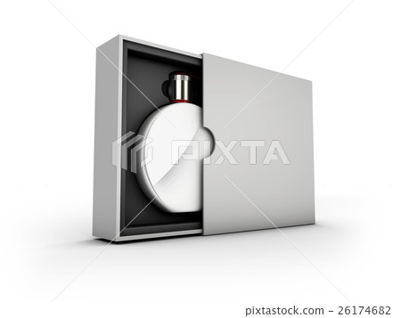 Black and silver perfume bottle on white Black and silver perfume bottle on white 26174682