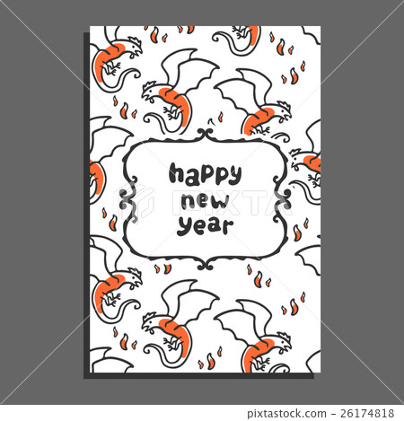 Happy new year greeting card with basilisk and 26174818