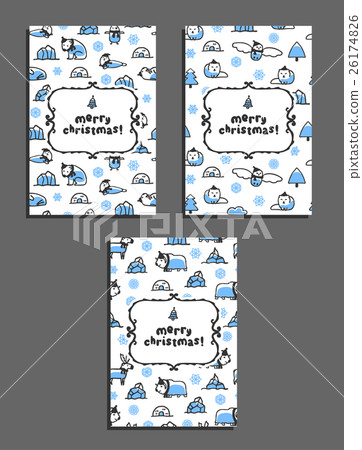 Set of merry christmas card templates with arctic Set of merry christmas card templates with arctic 26174826