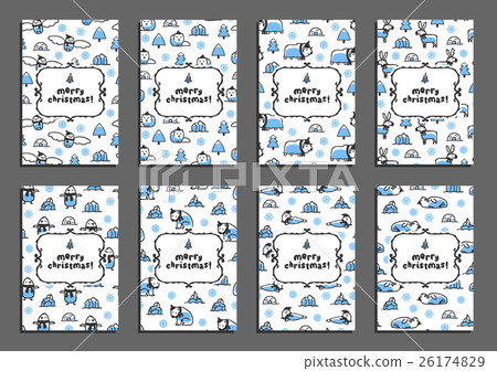 Set of merry christmas card templates with arctic 26174829