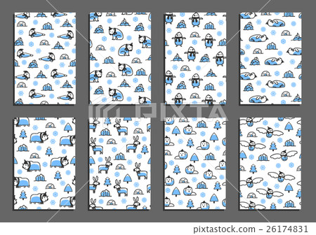 Set of vector greeting card templates with arctic Set of vector greeting card templates with arctic 26174831